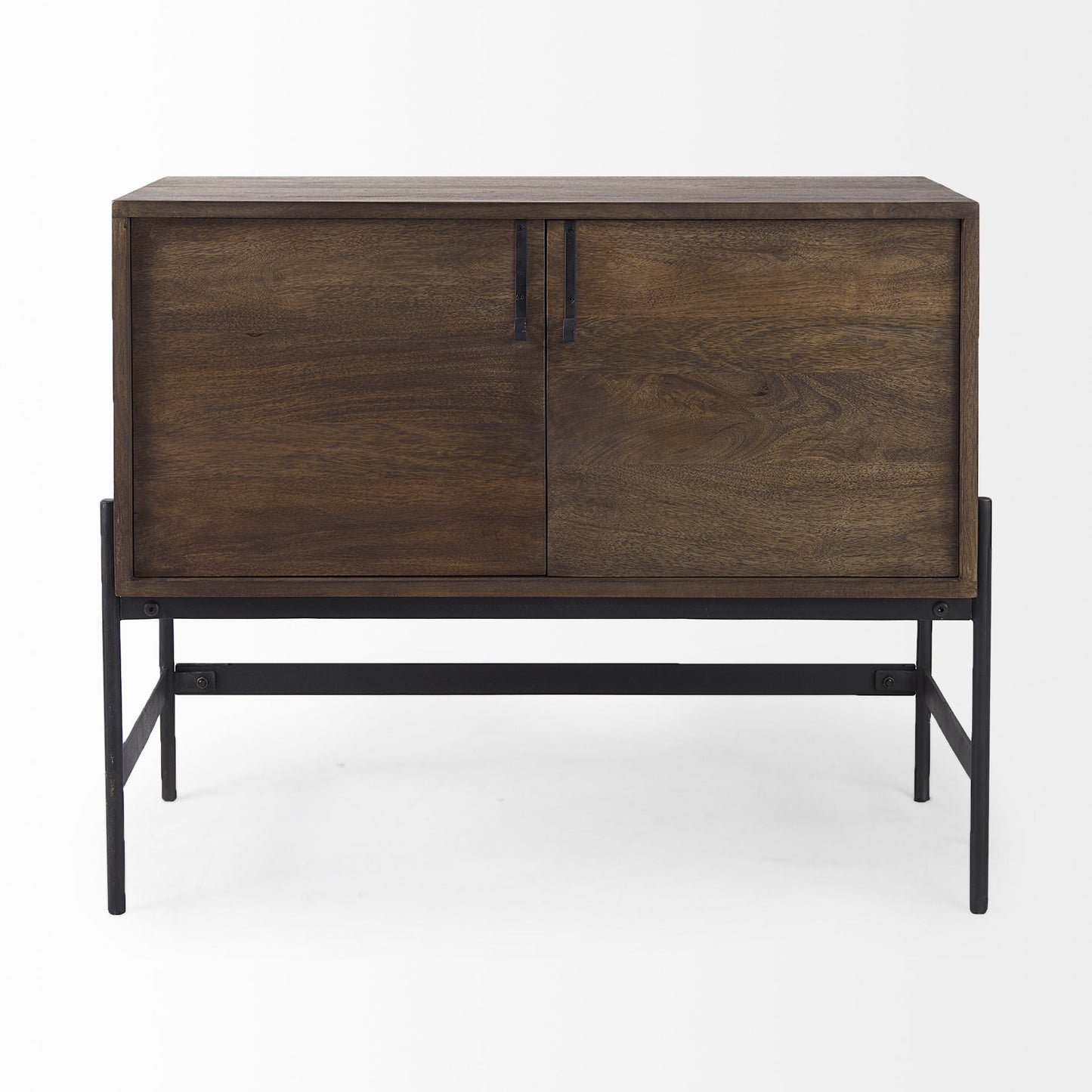 Dark Brown Two Door Cabinet With Metal Legs-2
