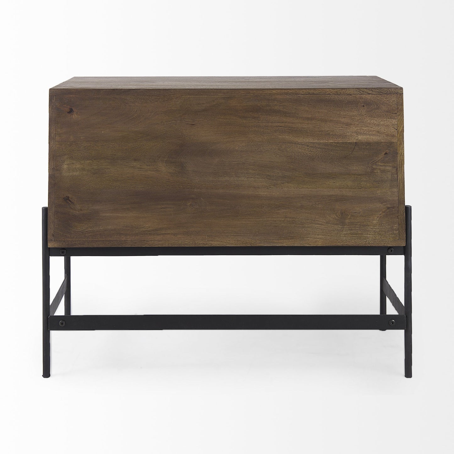 Dark Brown Two Door Cabinet With Metal Legs-4