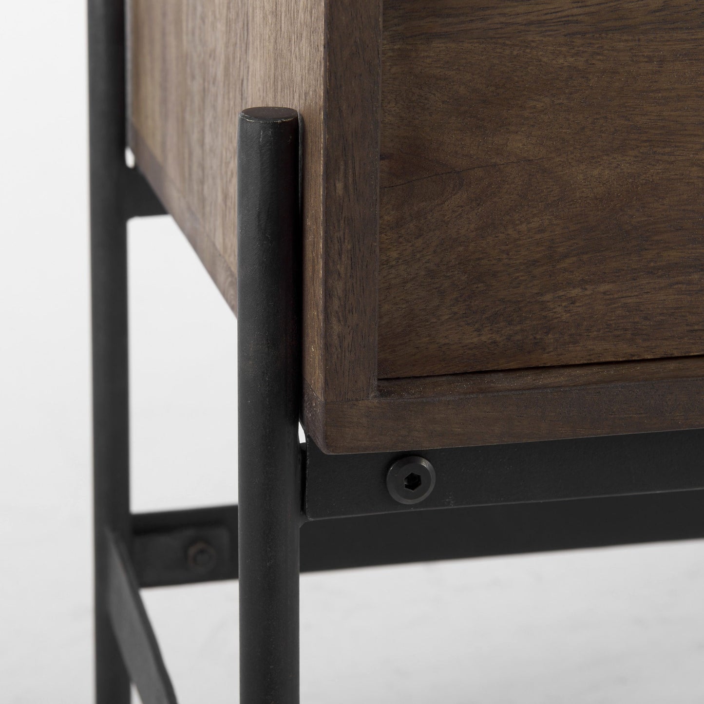 Dark Brown Two Door Cabinet With Metal Legs-8