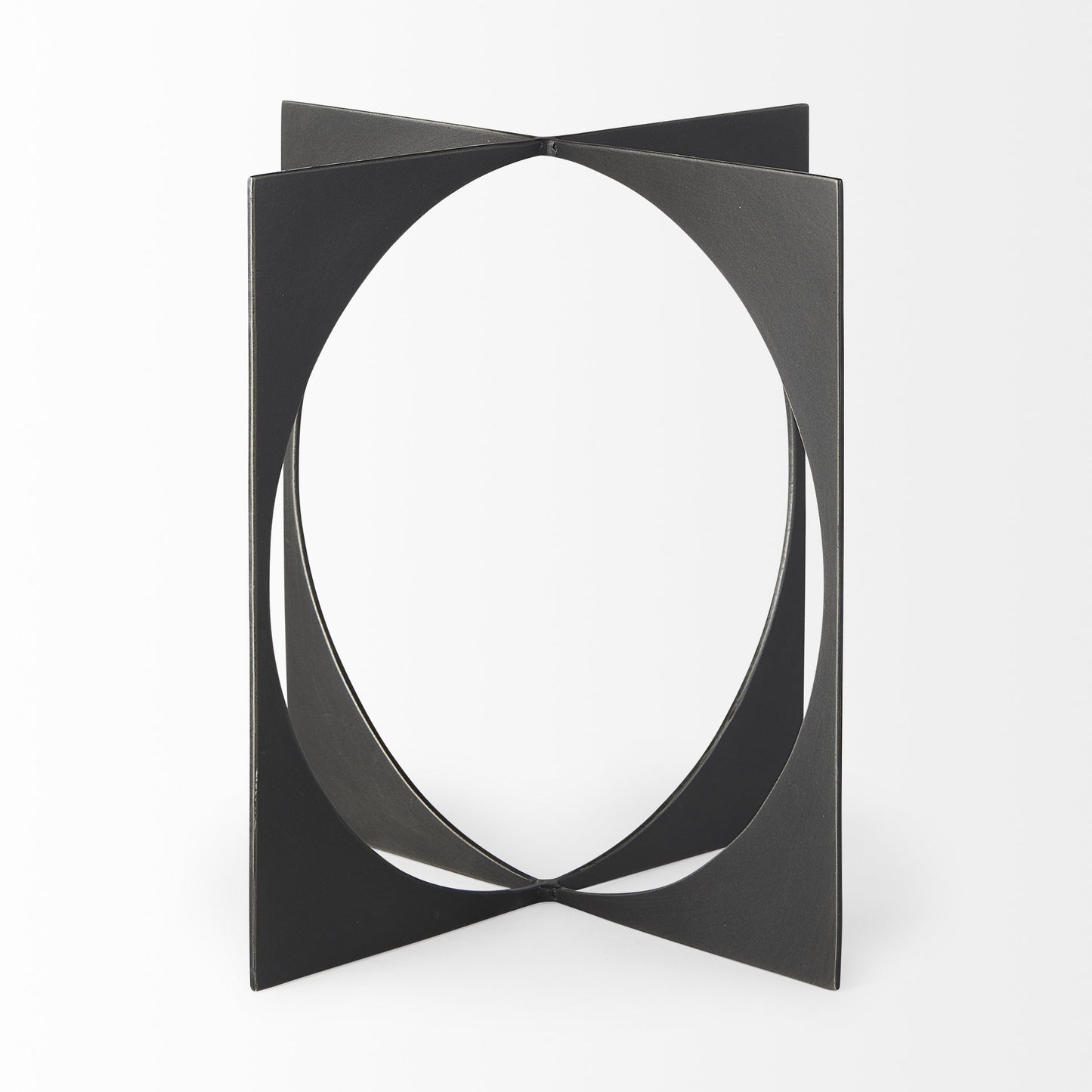 6" Charcoal Gray Metal Circle Square Sculpture-2