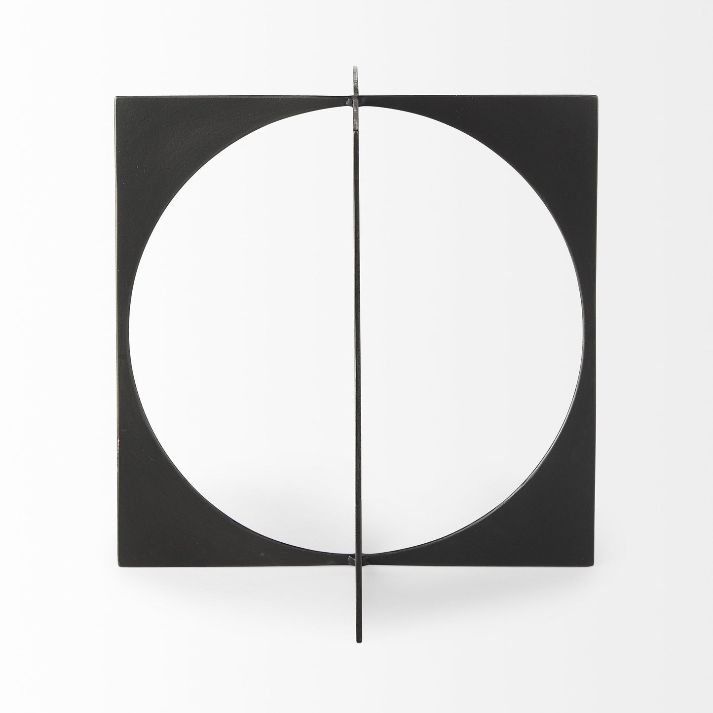 6" Charcoal Gray Metal Circle Square Sculpture-3
