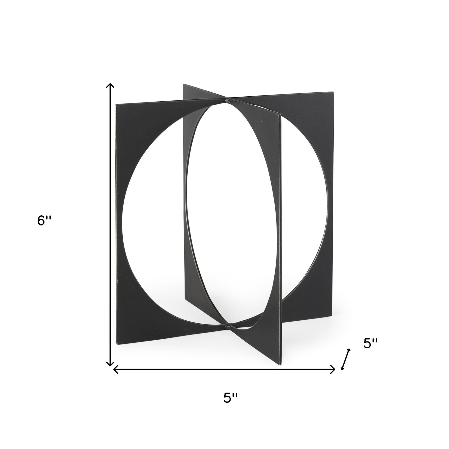 6" Charcoal Gray Metal Circle Square Sculpture-4