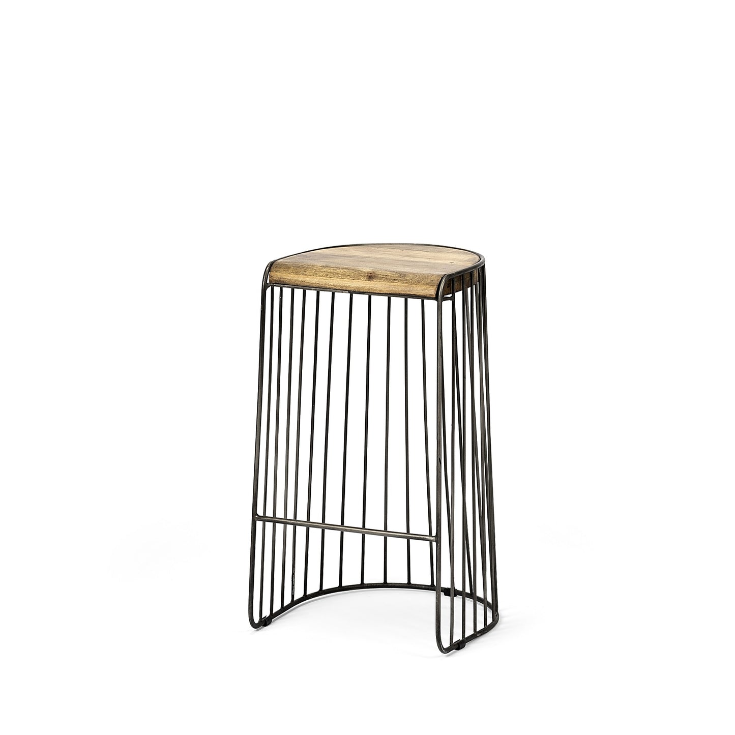 29" Black Solid Wood and Metal Backless Bar Chair-0