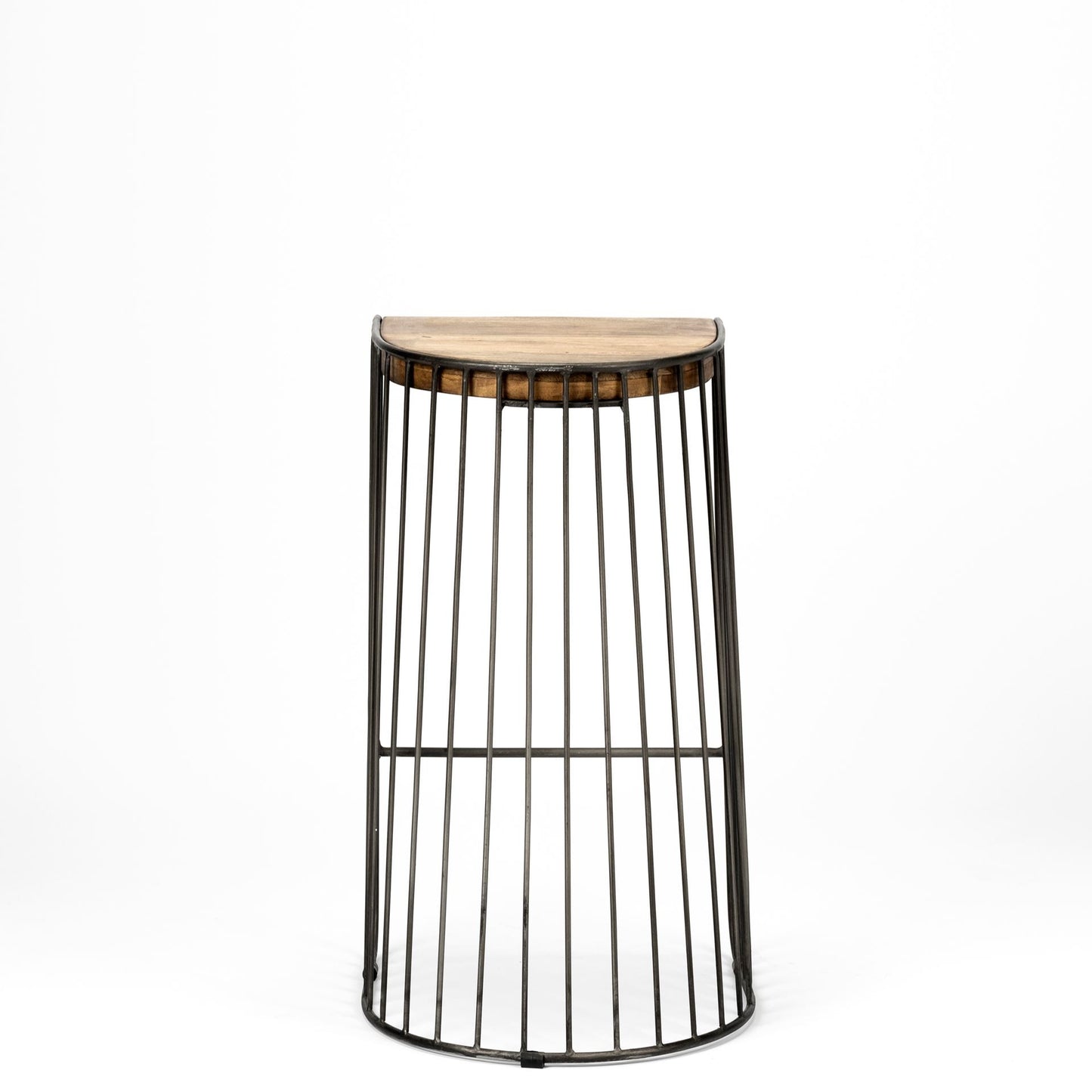29" Black Solid Wood and Metal Backless Bar Chair-4