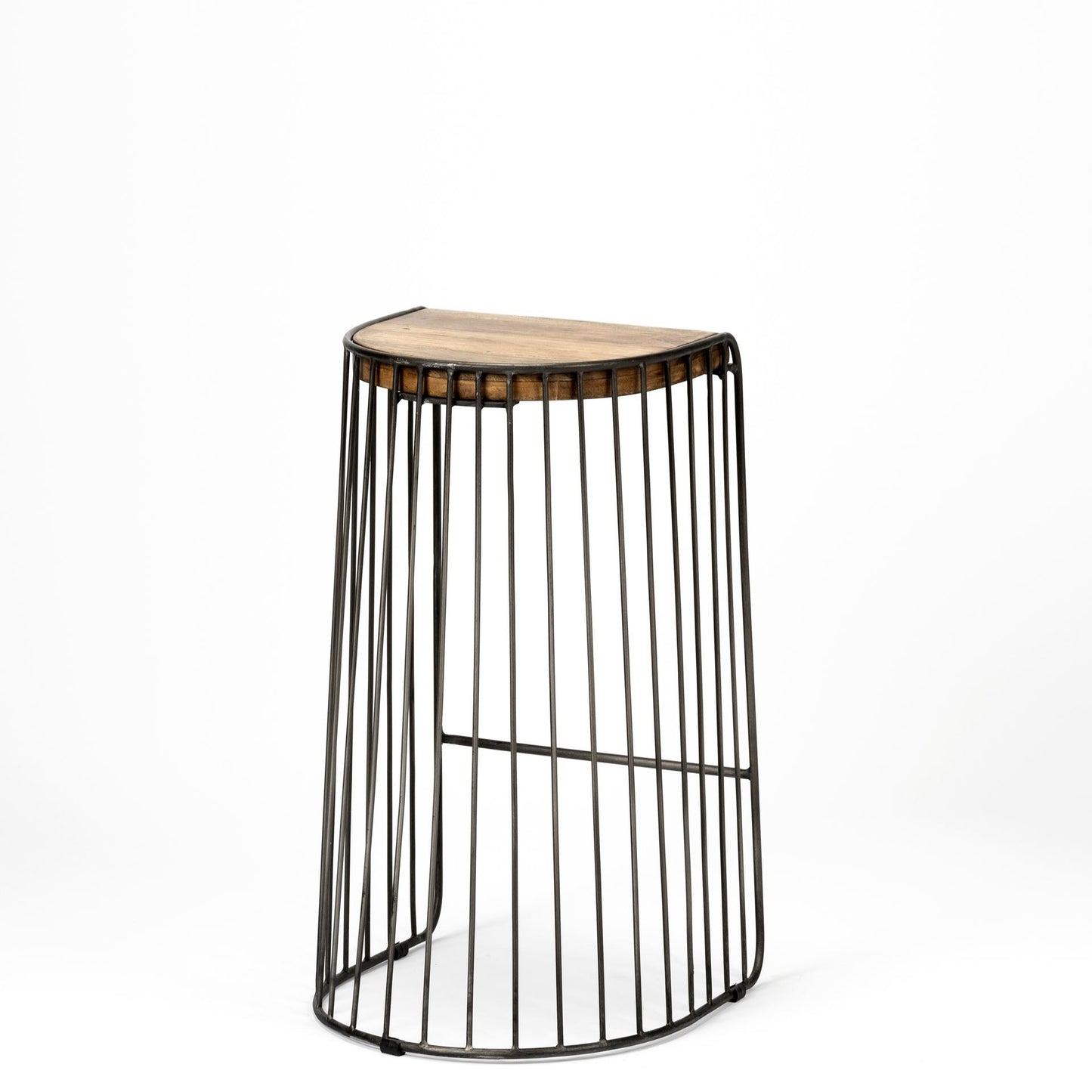 29" Black Solid Wood and Metal Backless Bar Chair-5