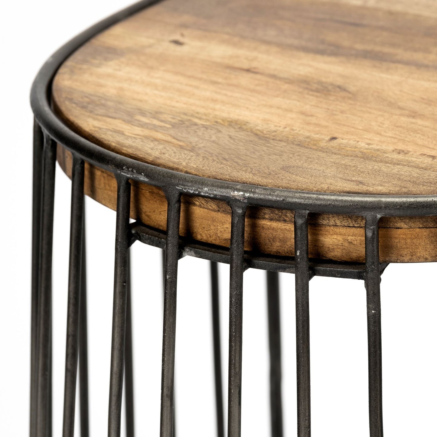 29" Black Solid Wood and Metal Backless Bar Chair-6