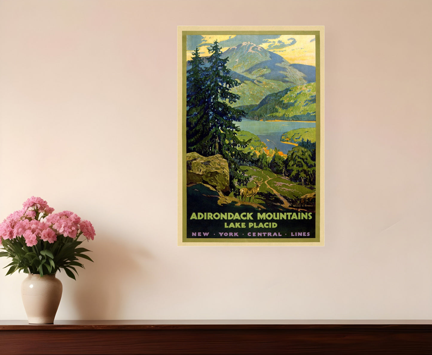 12" X 18" Vintage 1920S Adirondack Mountains Wall Art-1
