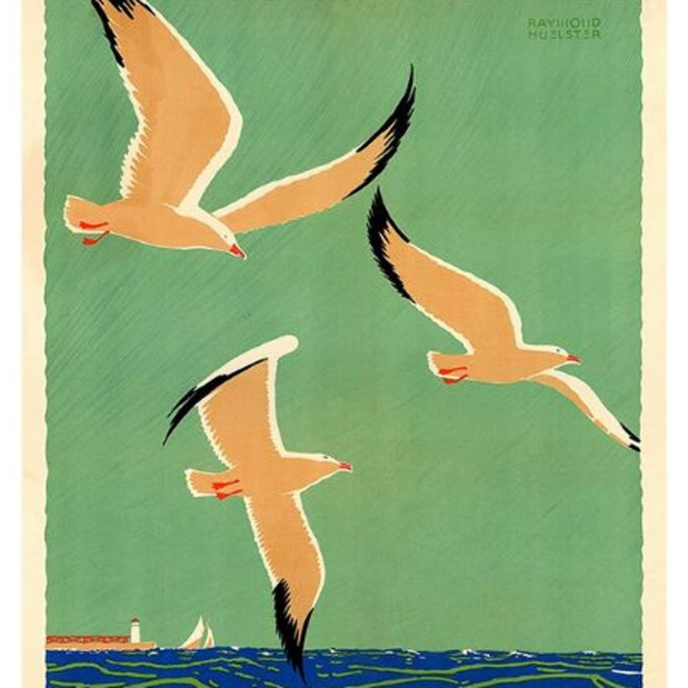 12" X 18" Birds Over Lake Michigan C1929 Vintage Travel Poster Wall Art-3