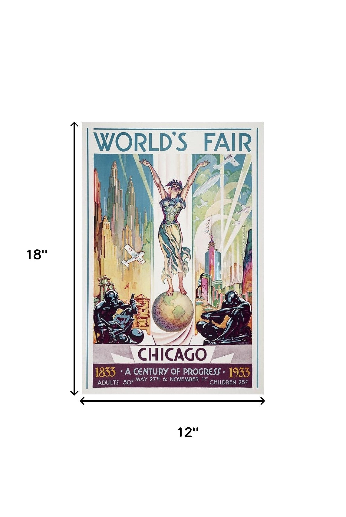 12" x 18" Vintage 1933 Chicago Worlds Fair Wall Art-7