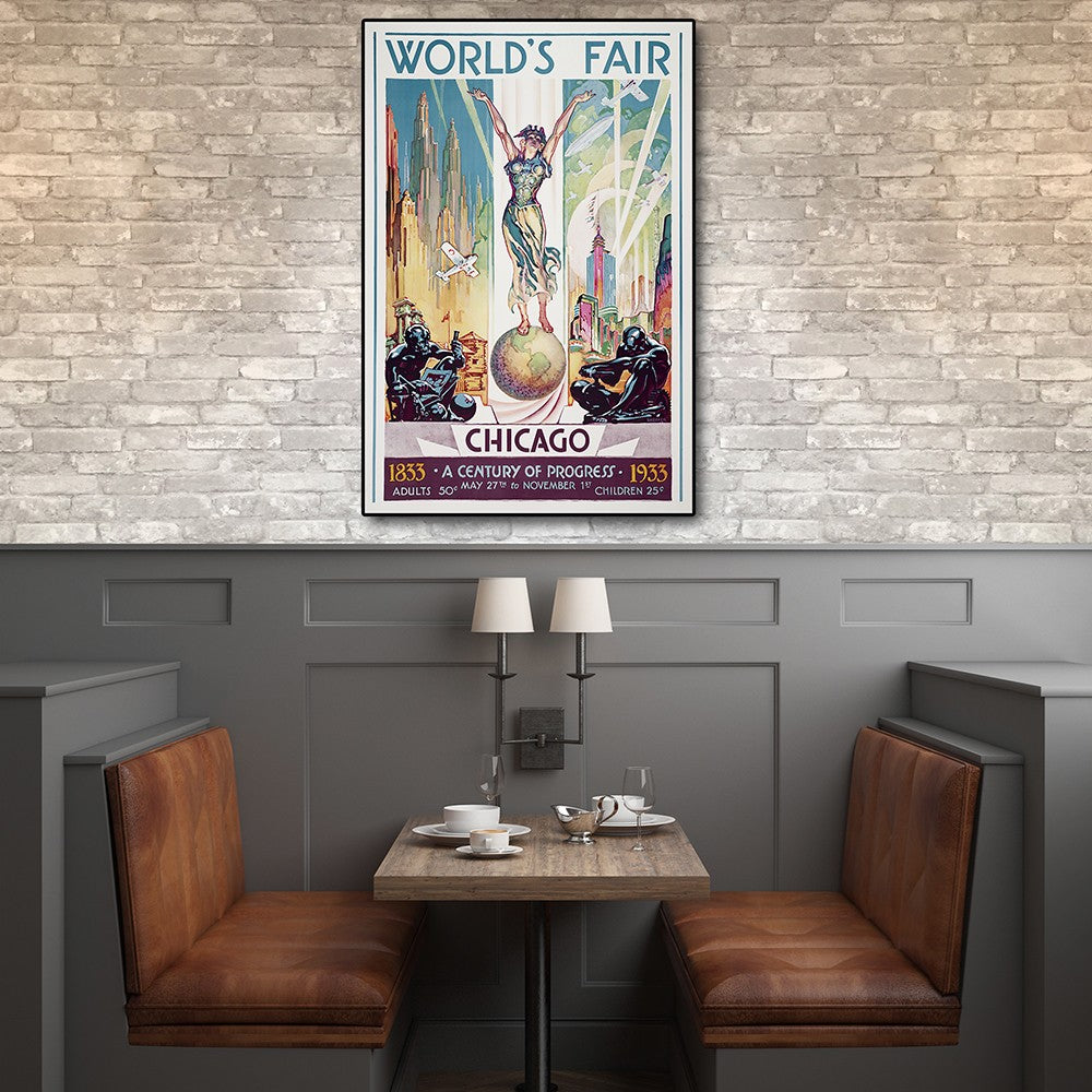 12" x 18" Vintage 1933 Chicago Worlds Fair Wall Art-5
