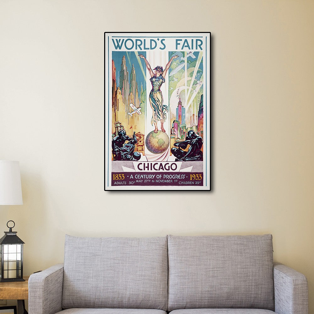 12" x 18" Vintage 1933 Chicago Worlds Fair Wall Art-6