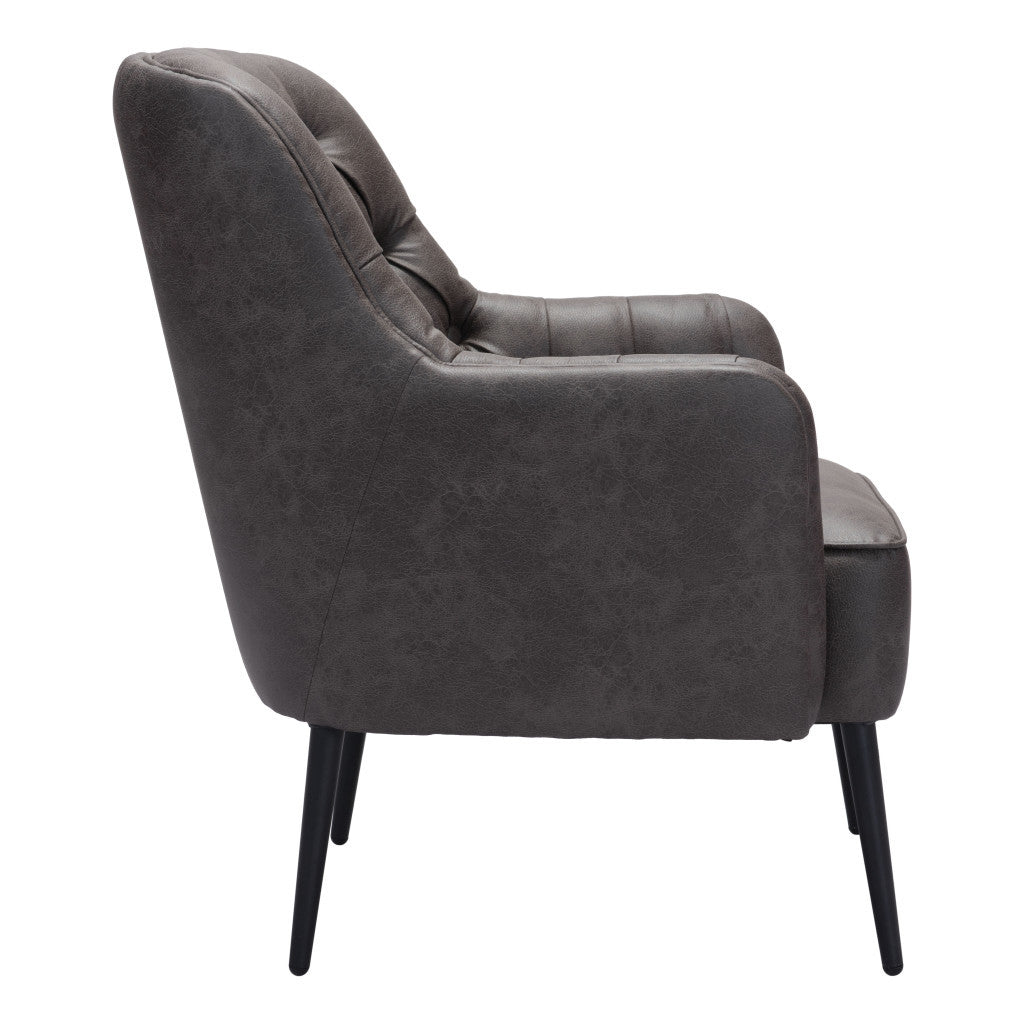 29" Black Faux Leather And Upholstered Tufted Chesterfield Chair-2