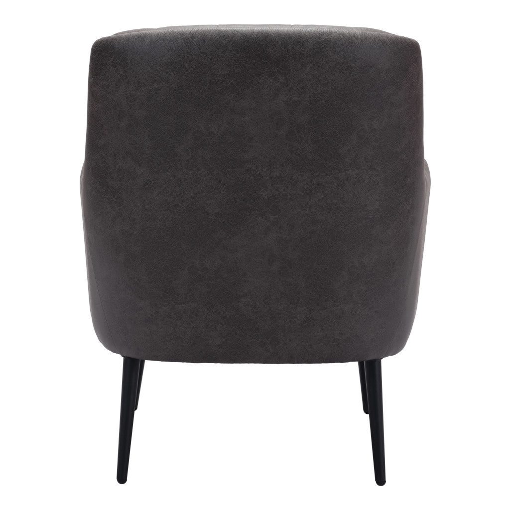 29" Black Faux Leather And Upholstered Tufted Chesterfield Chair-4