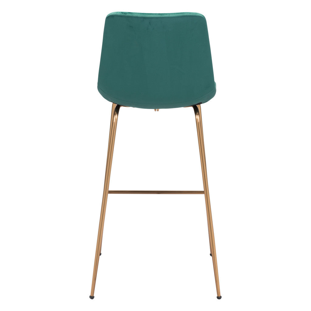 31" Green And Copper Steel Low Back Bar Height Bar Chair-3