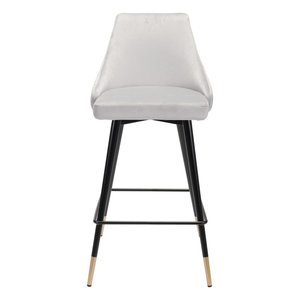 26" Gray And Black Steel Low Back Counter Height Bar Chair-2