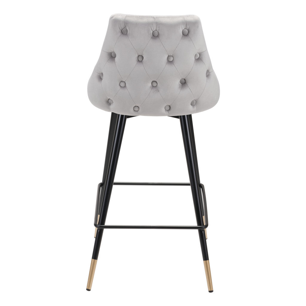 26" Gray And Black Steel Low Back Counter Height Bar Chair-3