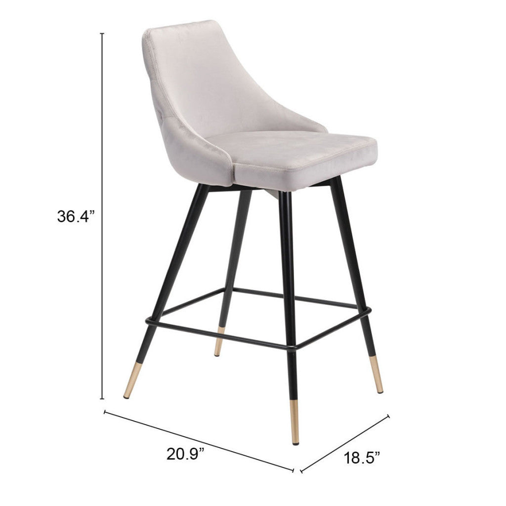 26" Gray And Black Steel Low Back Counter Height Bar Chair-7
