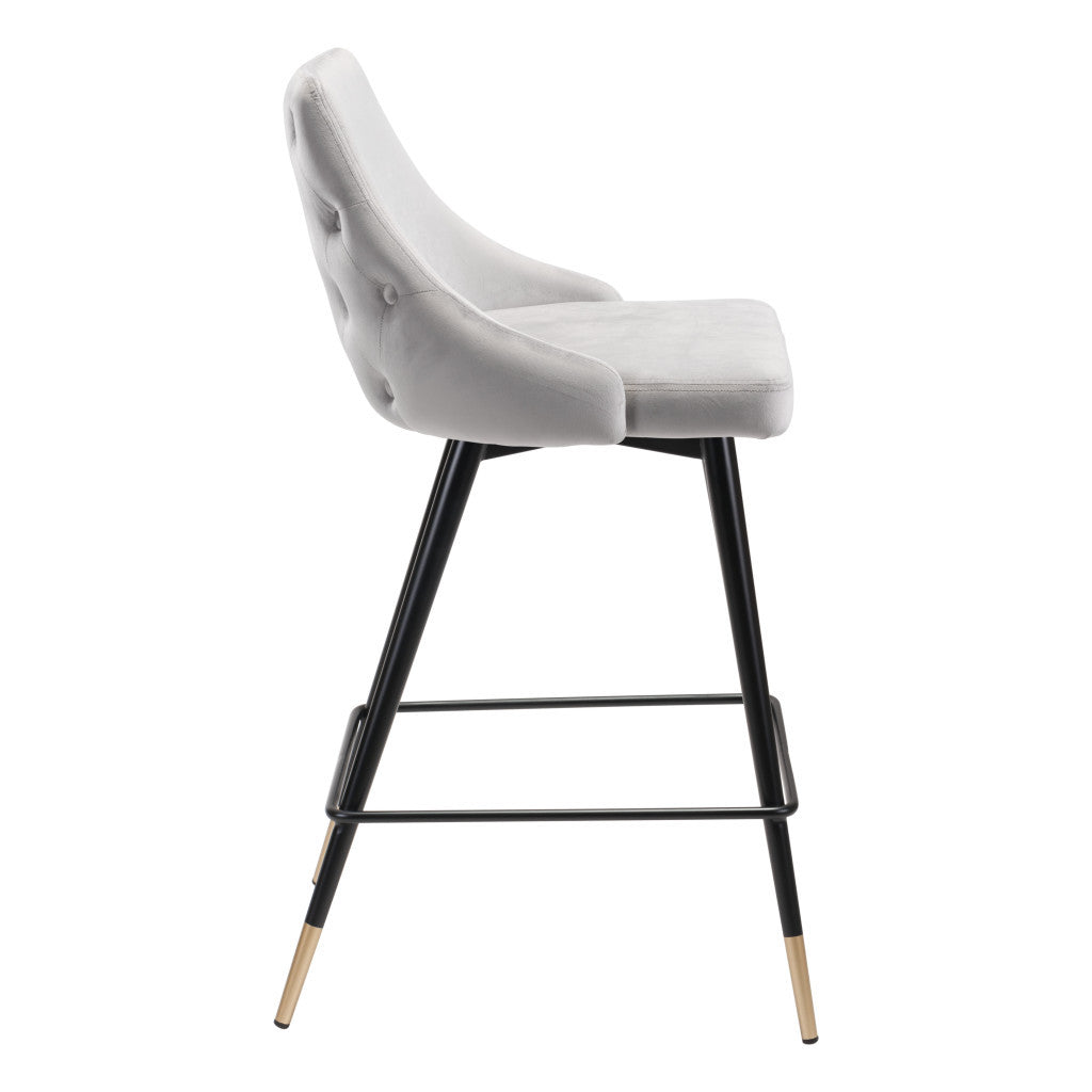 26" Gray And Black Steel Low Back Counter Height Bar Chair-4