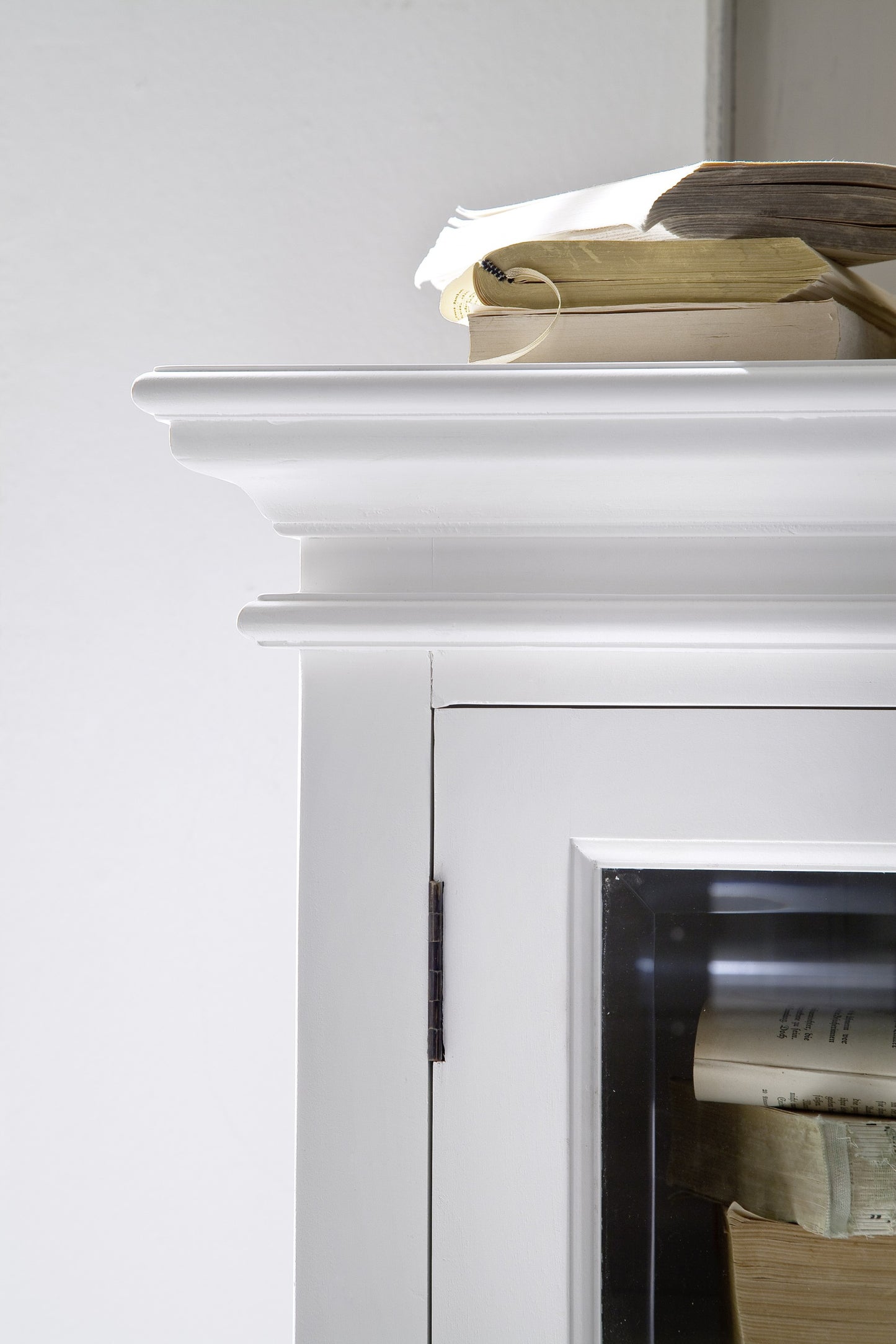 52" White Wood and Glass Two Level Storage Cabinet-8