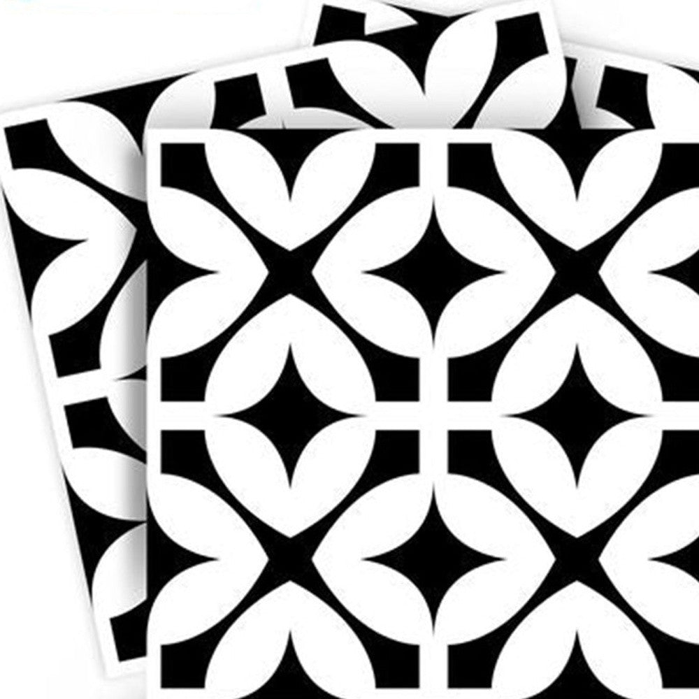 5" X 5" Black and White Pinna Peel and Stick Removable Tiles-2