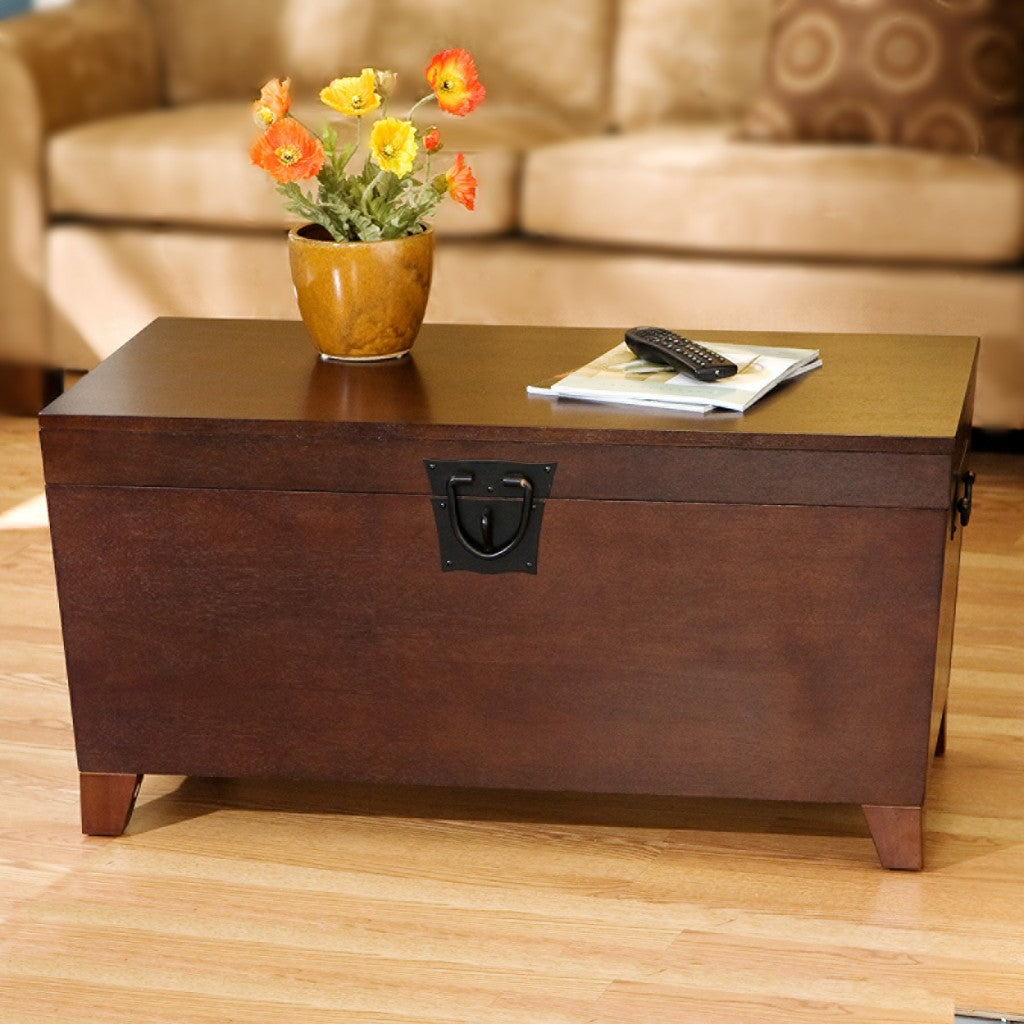 39" Brown Wood With Iron Trunk Coffee Table-8
