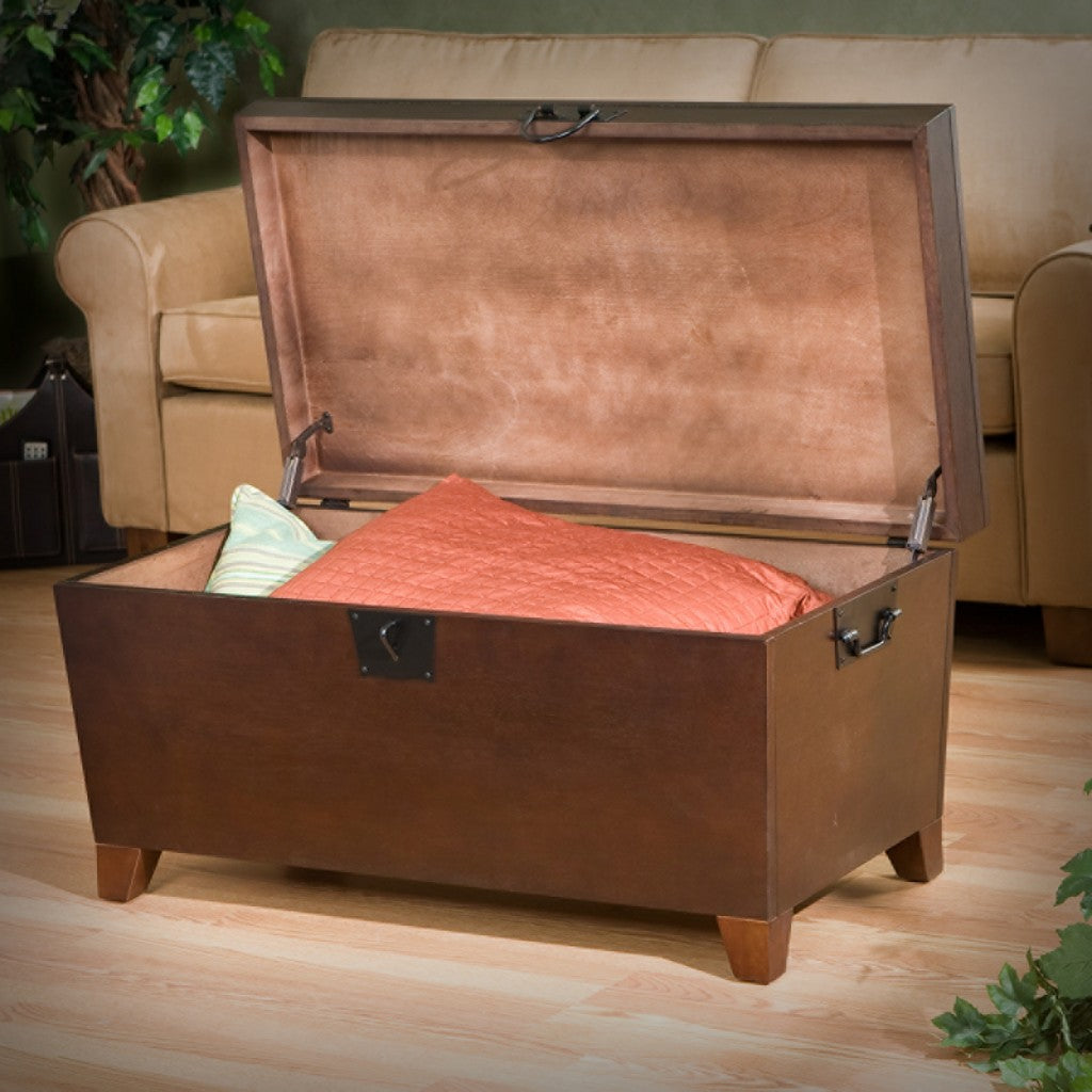 39" Brown Wood With Iron Trunk Coffee Table-7