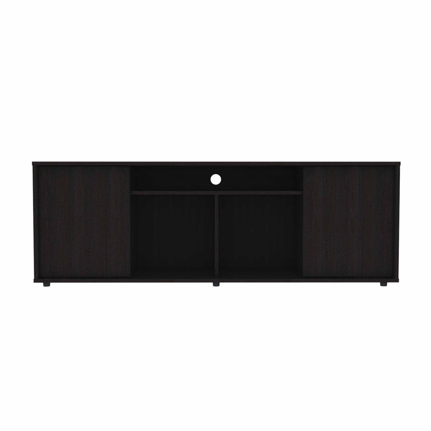 59" Black Open shelving TV Stand-2