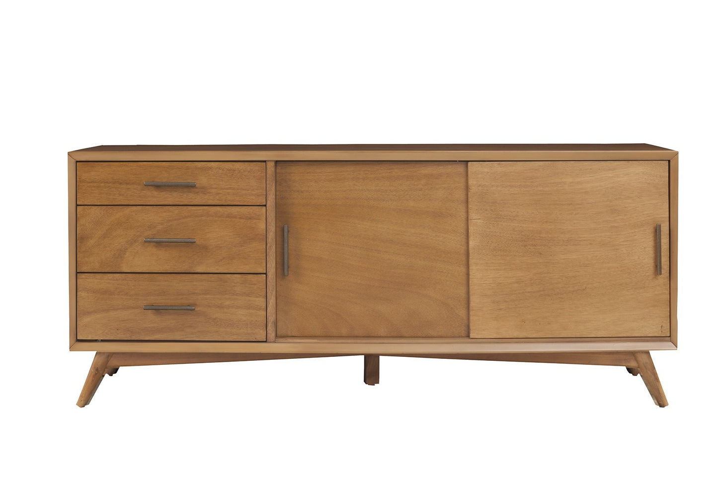 64" Brown TV Stand with Drawers and Sliding Door-0