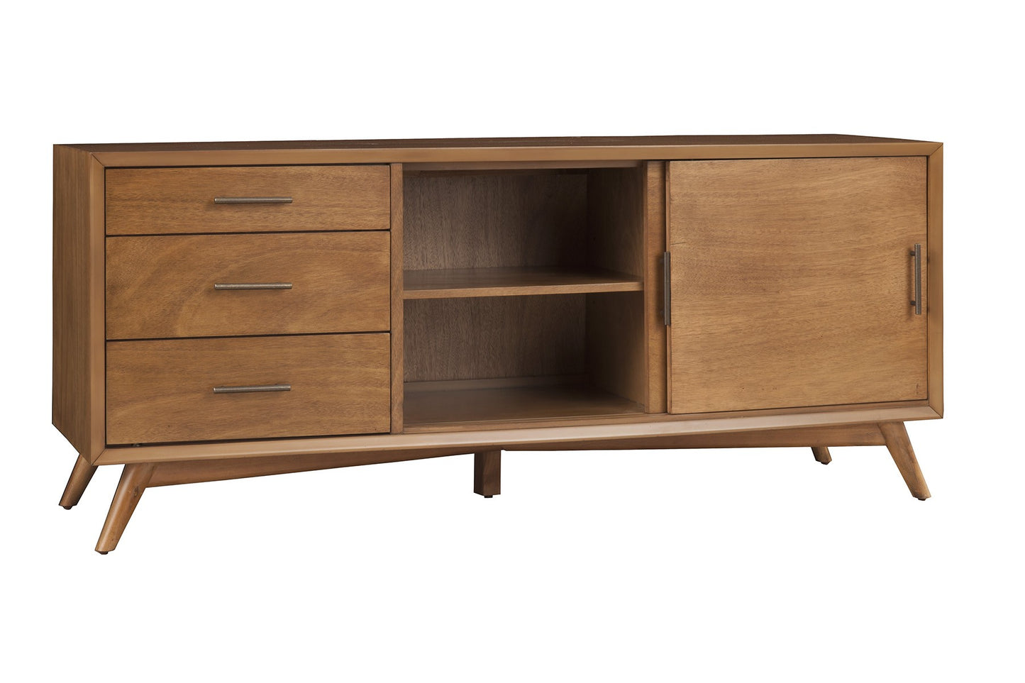 64" Brown TV Stand with Drawers and Sliding Door-2