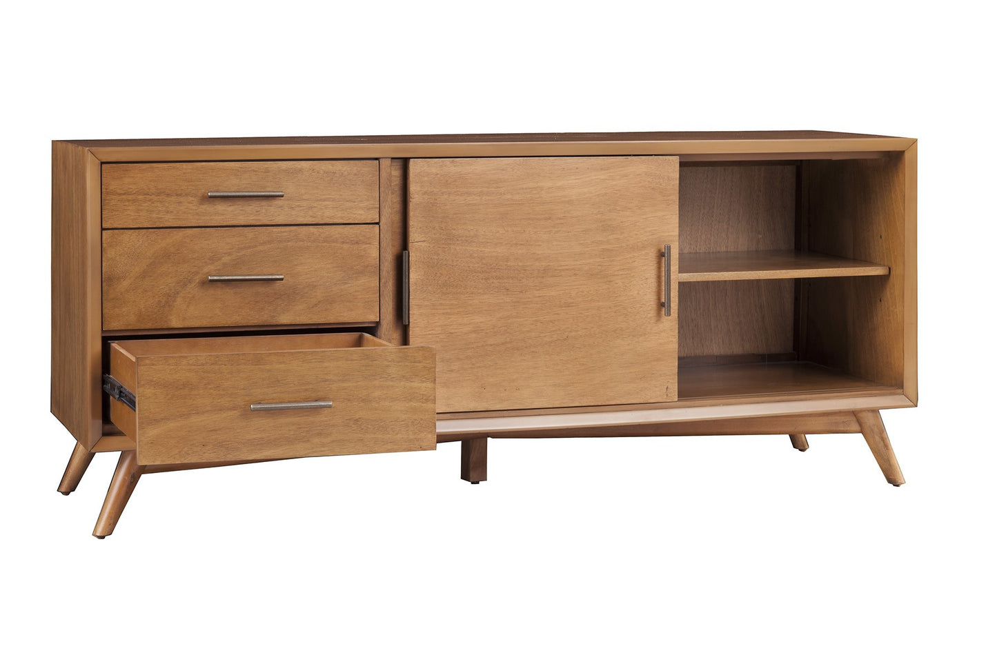 64" Brown TV Stand with Drawers and Sliding Door-3