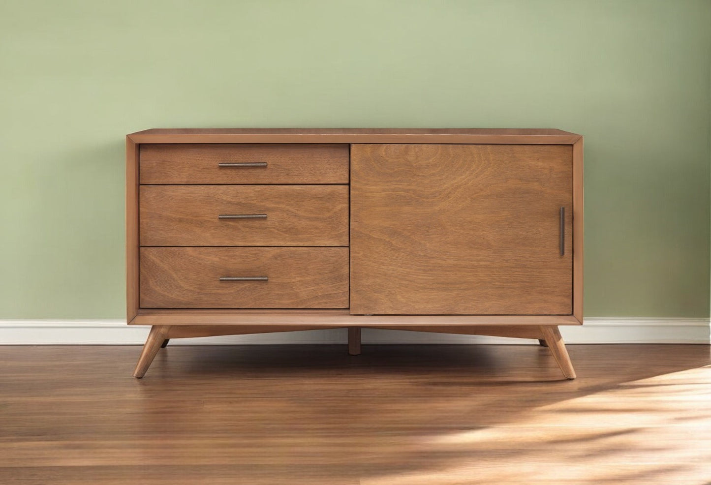 50" Mahogany Solid Wood Enclosed and Open Storage TV Stand-0