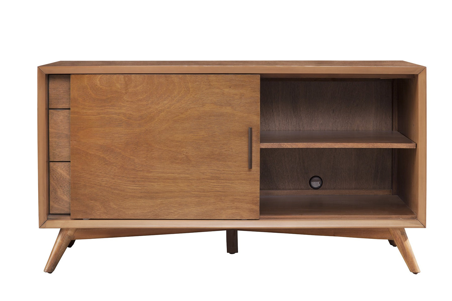 50" Mahogany Solid Wood Enclosed and Open Storage TV Stand-2