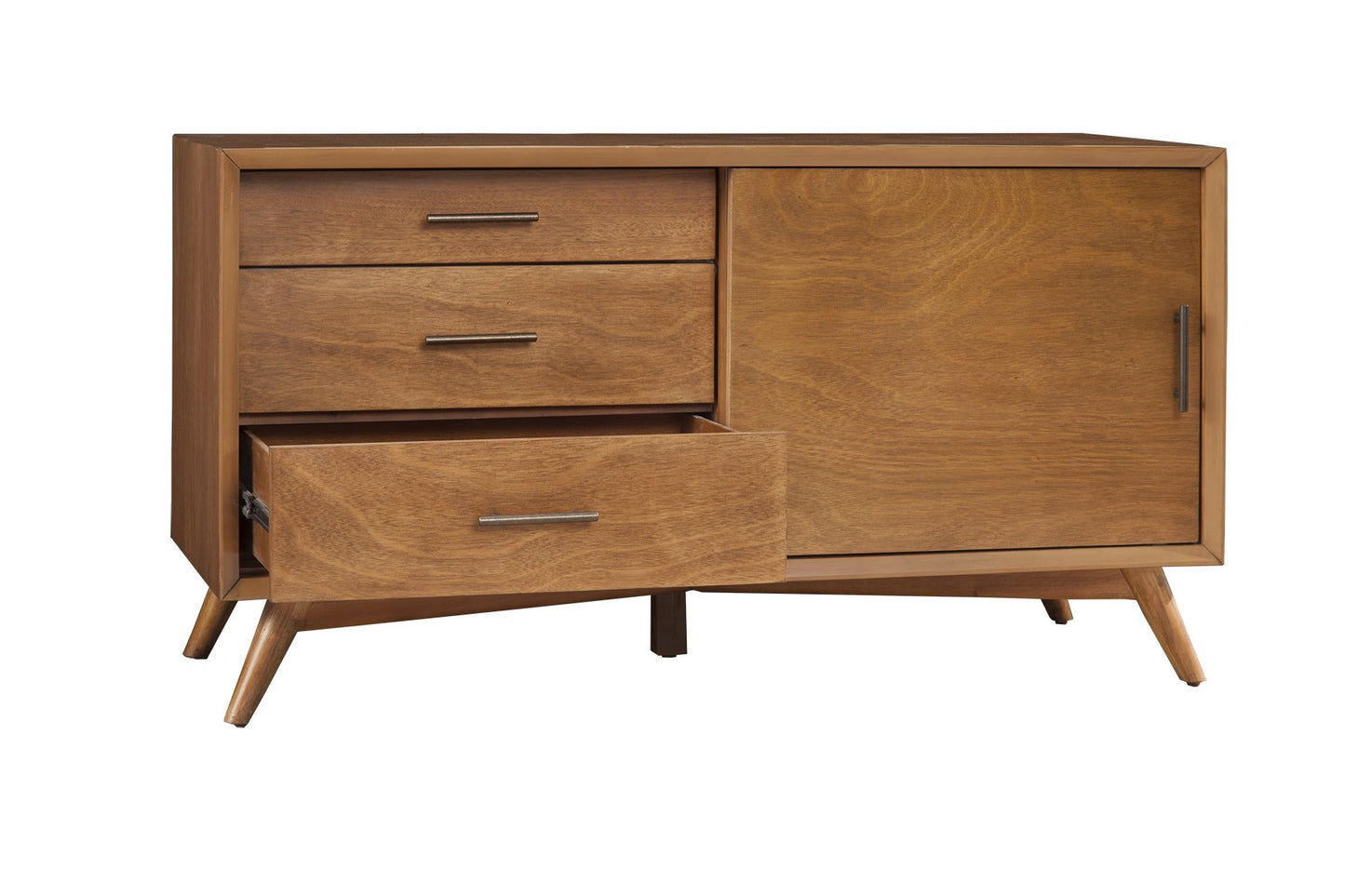 50" Mahogany Solid Wood Enclosed and Open Storage TV Stand-3