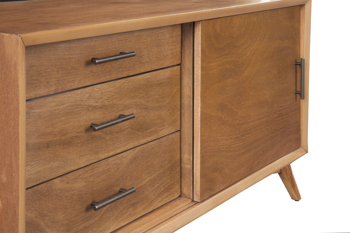 50" Mahogany Solid Wood Enclosed and Open Storage TV Stand-5