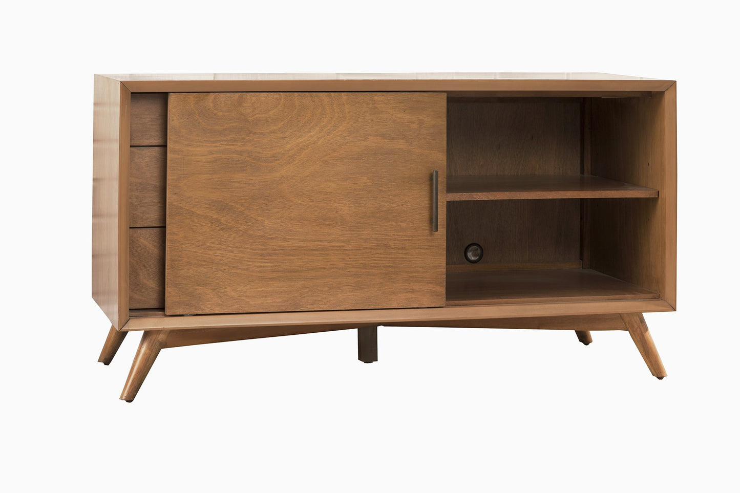 50" Mahogany Solid Wood Enclosed and Open Storage TV Stand-4