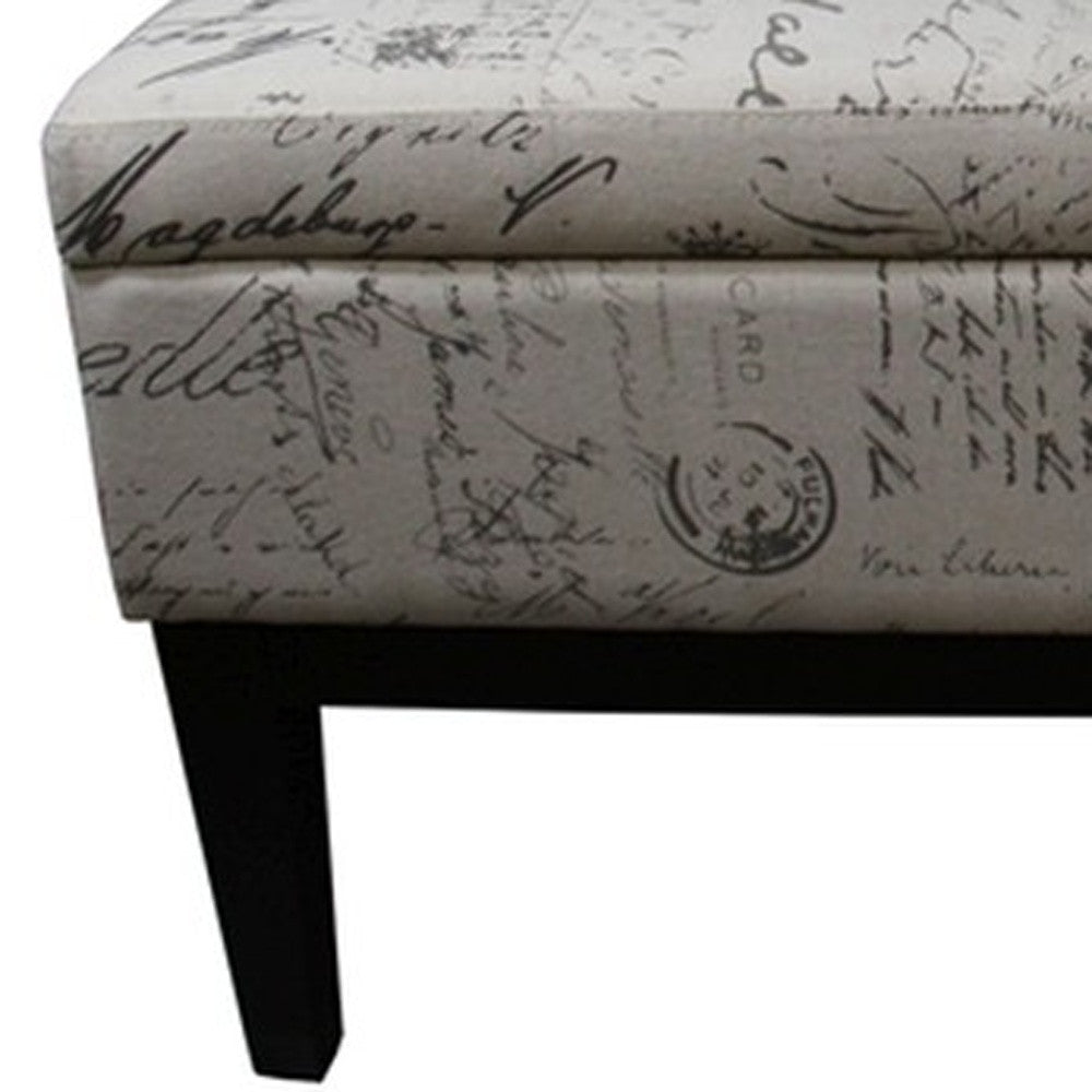 Black and White Vintage Postcard Print Dual Lift Storage Bench-4