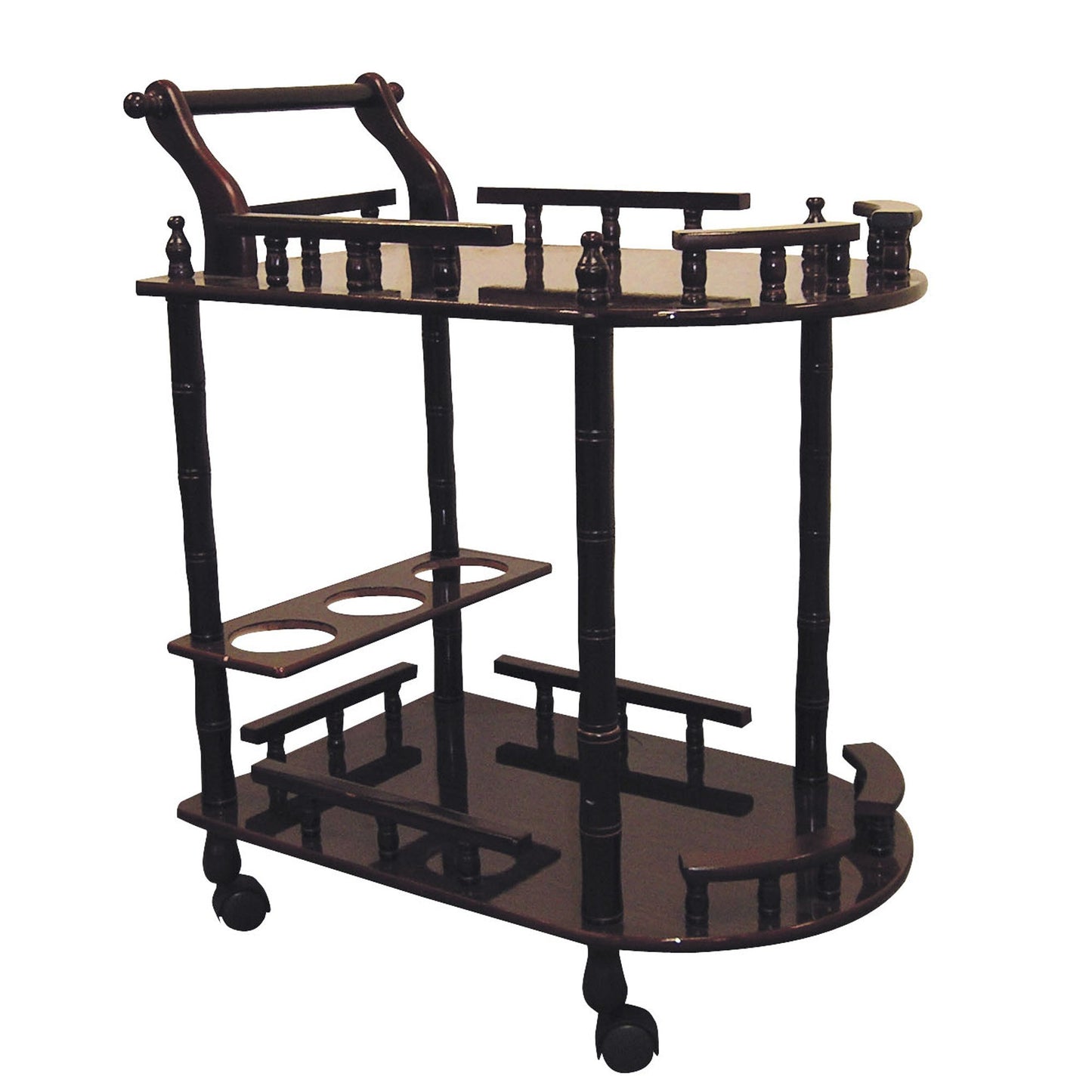 24" Dark Brown Rolling Bar Cart-0