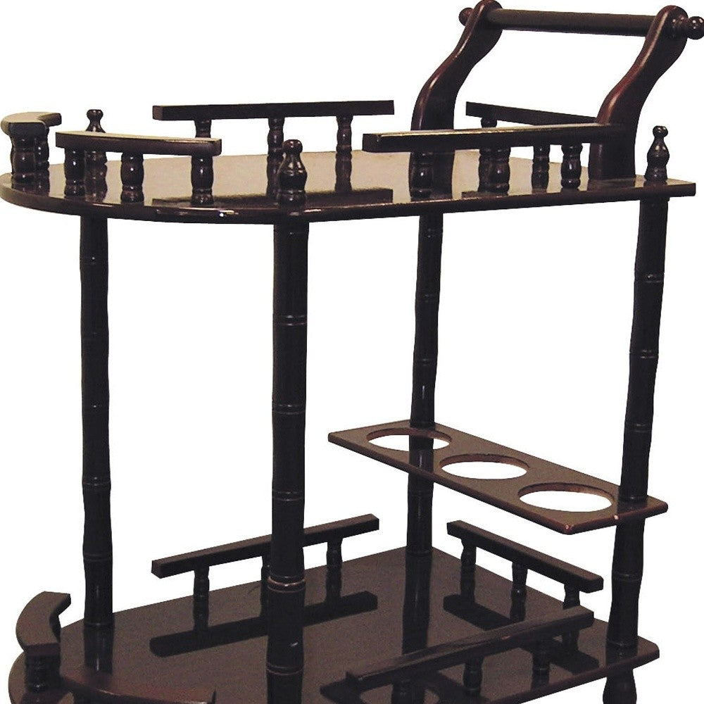 24" Dark Brown Rolling Bar Cart-3