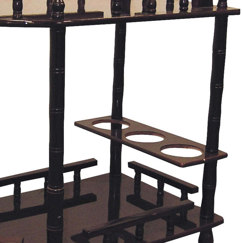 24" Dark Brown Rolling Bar Cart-4