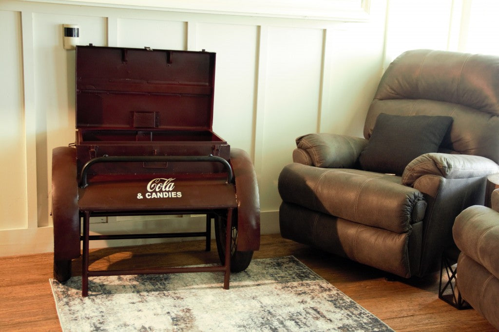 27" Maroon Steel End Table-5