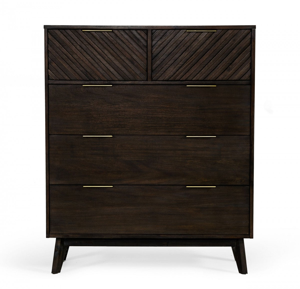 39" Dark Acacia Solid Wood Five Drawer Dresser-1