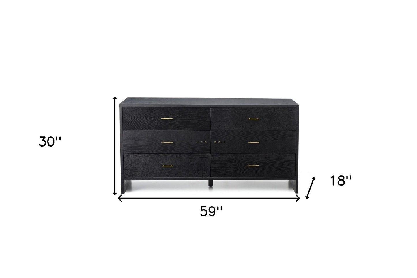 59" Grey Ash Manufactured Wood Six Drawer Double Dresser-4