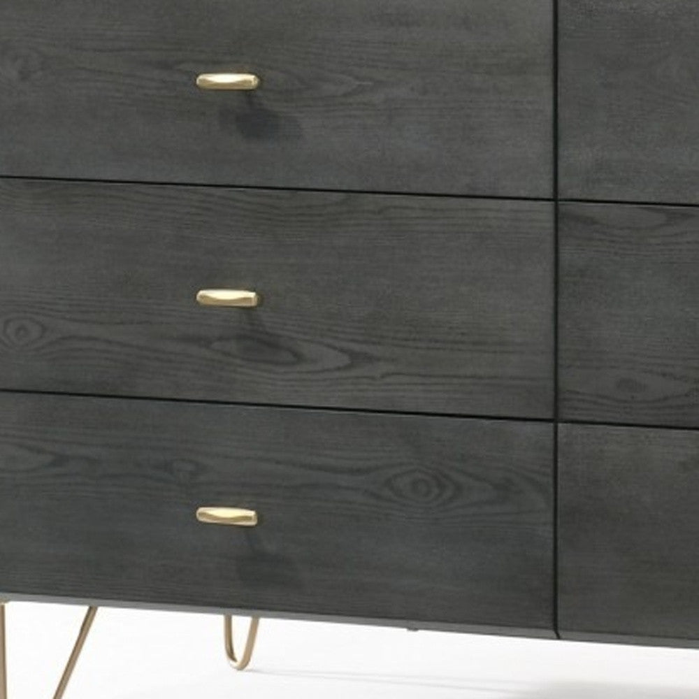 51" Grey Manufactured Wood Six Drawer Double Dresser-3