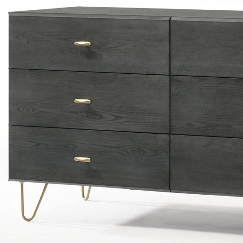 51" Grey Manufactured Wood Six Drawer Double Dresser-4