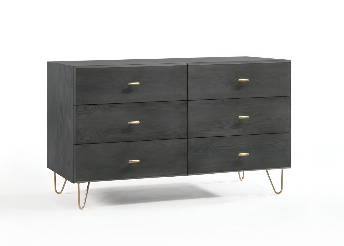 51" Grey Manufactured Wood Six Drawer Double Dresser-1
