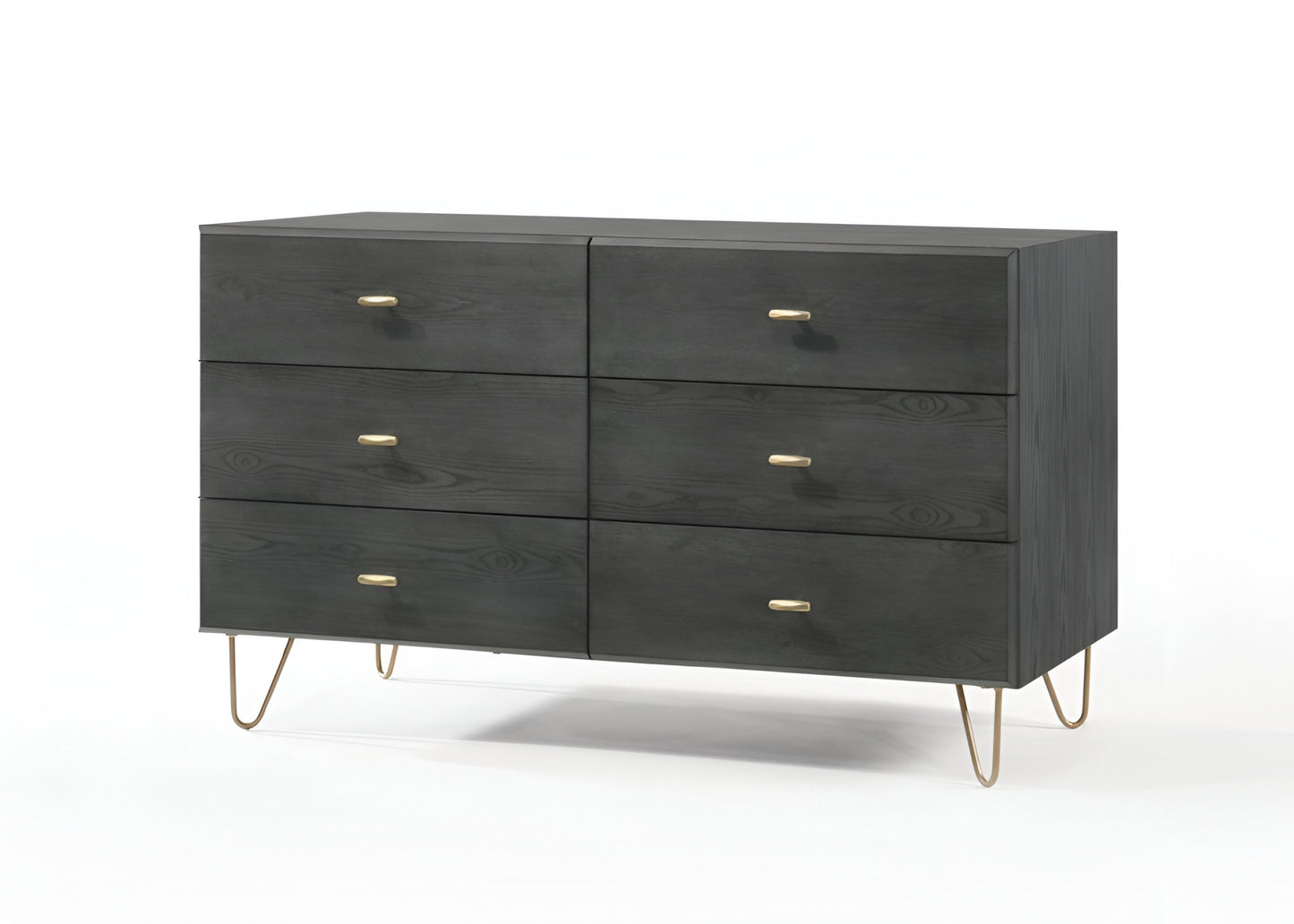 51" Grey Manufactured Wood Six Drawer Double Dresser-2