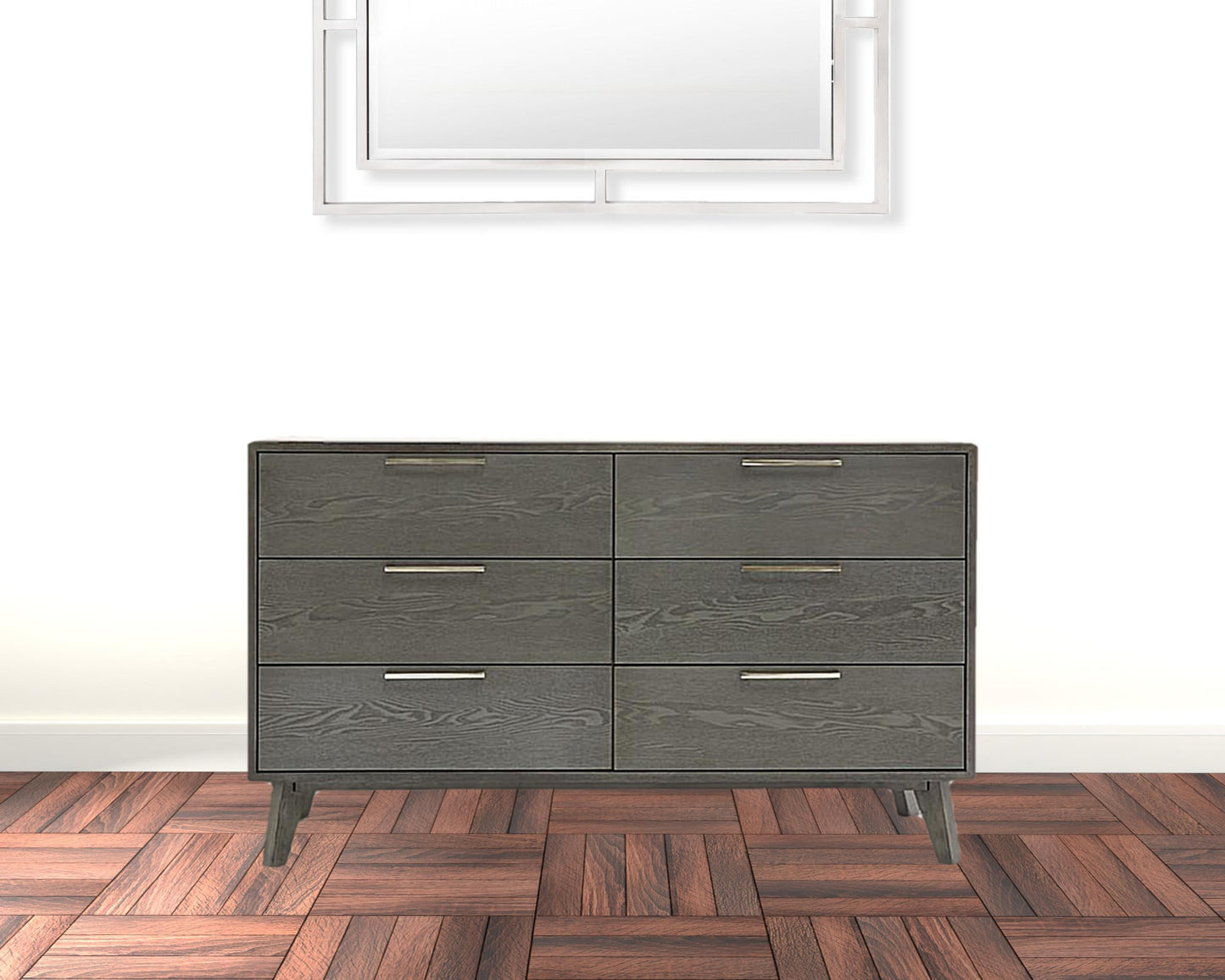 51" Grey Wash Solid Wood Six Drawer Double Dresser-3