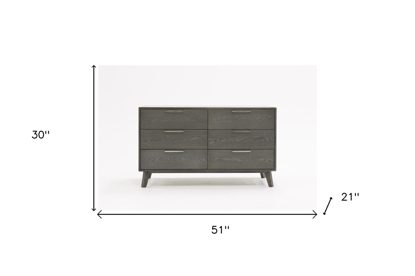 51" Grey Wash Solid Wood Six Drawer Double Dresser-8