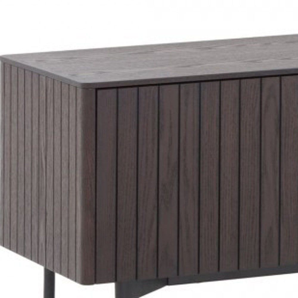 63" Dark Brown And Black Wood And Metal Open and Enclosed Storage TV Stand-5