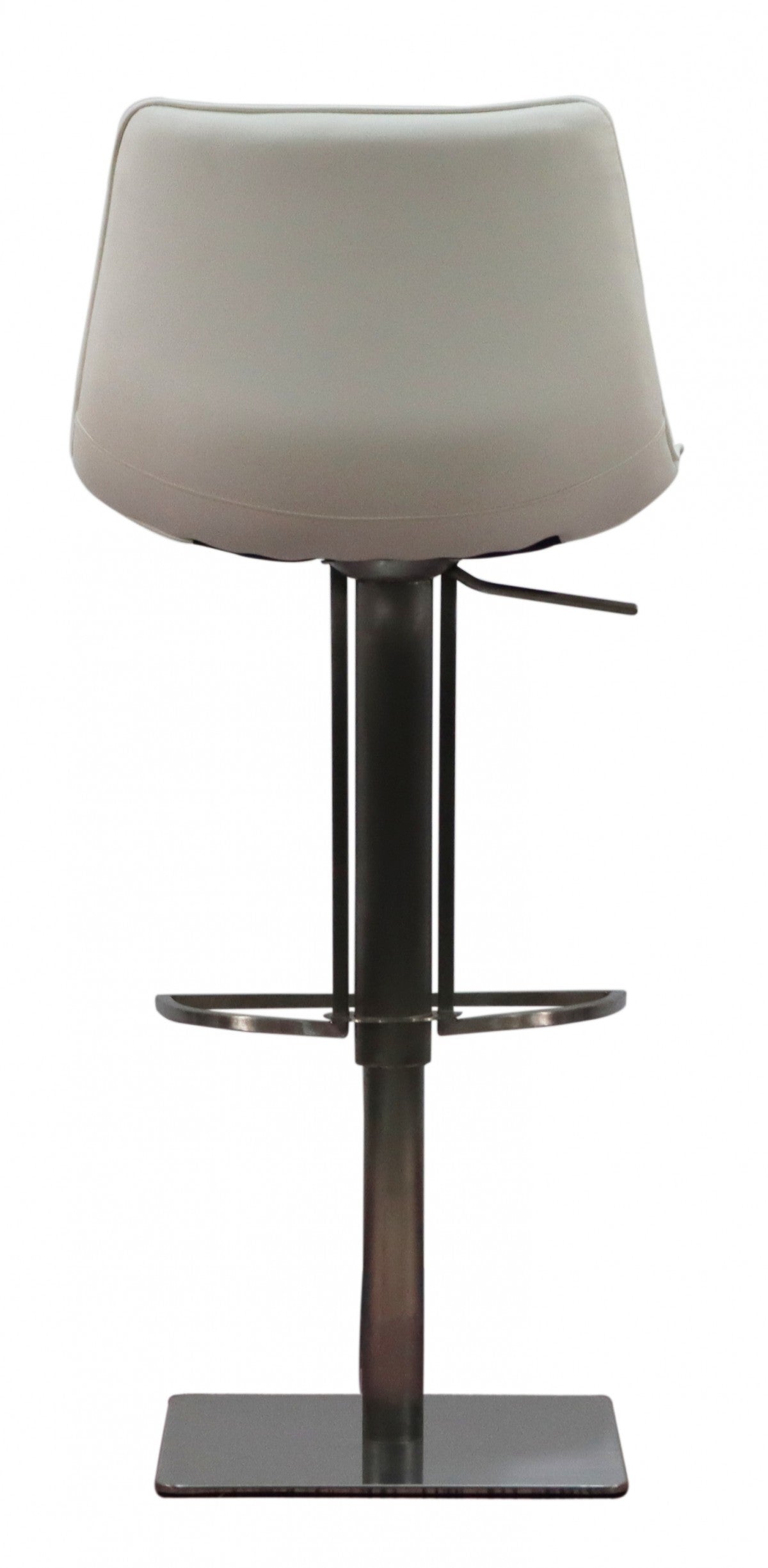 29" White and Silver Faux Leather and Stainless Steel Bar Height Swivel Bar Chair-2